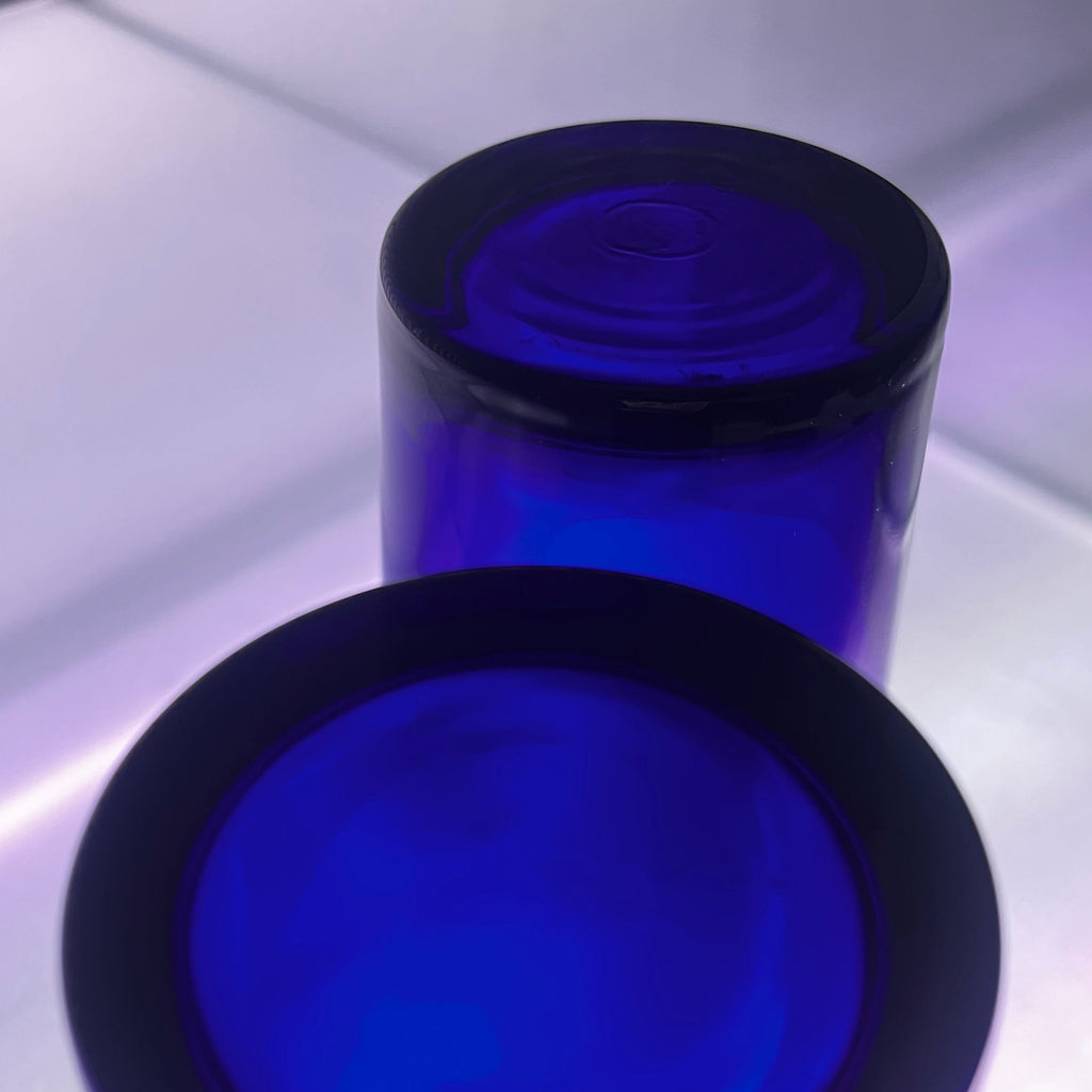 photo shows the stamp mark of two cobalt glasses