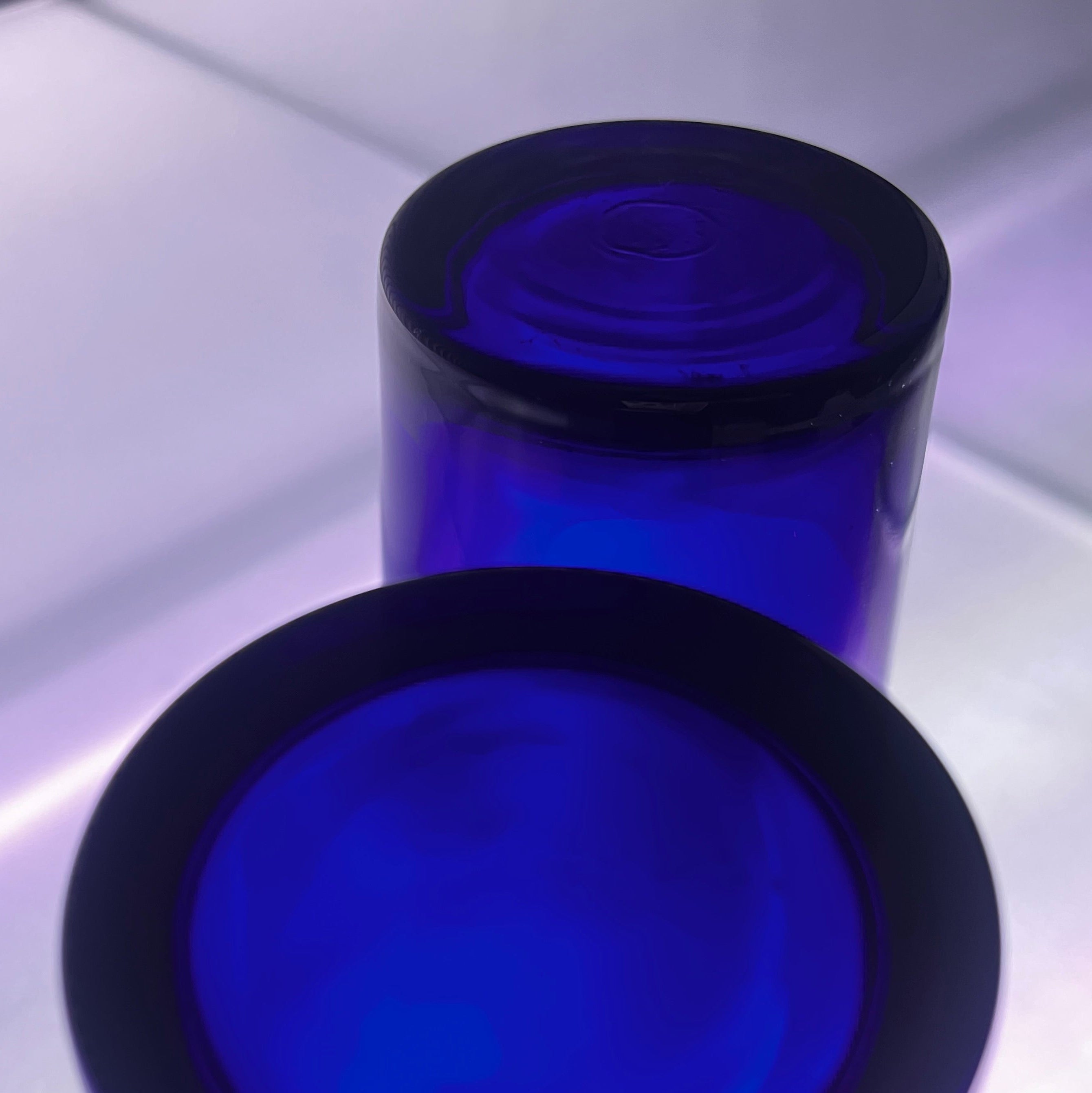 photo shows the stamp mark of two cobalt glasses